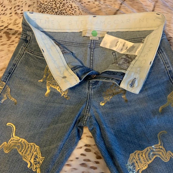 STELLA McCARTNEY Wild Cat Leopard foil print Skinny Jeans